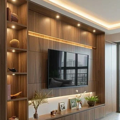 living room tv unit with shelves